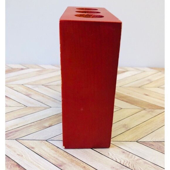 Vintage Wood Candlestick Holder Bright Retro Style Cottage Core - Picture 3 of 8